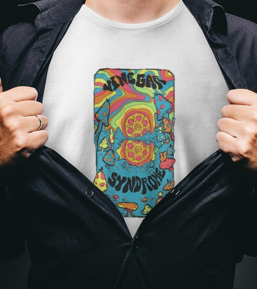 Vinegar Syndrome Shroomland Psychedelic Sun Variant Trippy Mushrooms T-Shirt