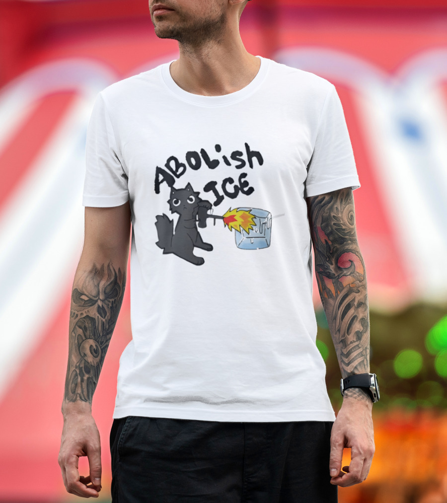 Abolish Ice Cat Torch Melting Cube T-Shirt