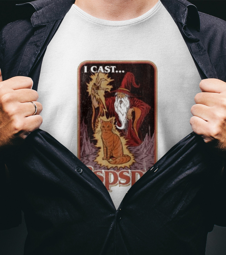 I Cast Pspsps Wizard Mystical Cat Aidan Wachter T-Shirt