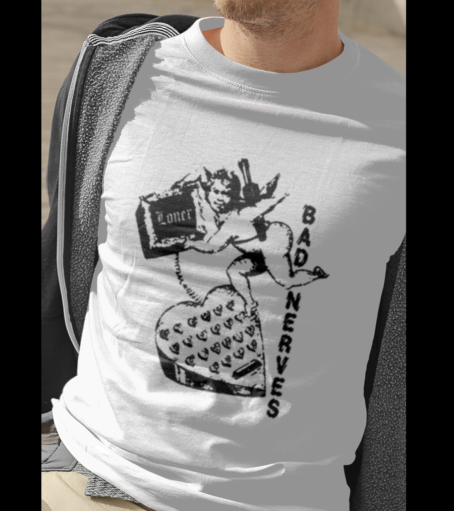 Bad Nerves Loner Checkered Heart And Angel Playing Card T-Shirt