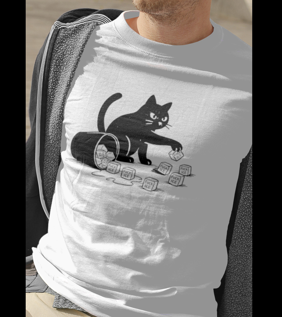 Black Cat Anti Trump Fuck Ice T-Shirt
