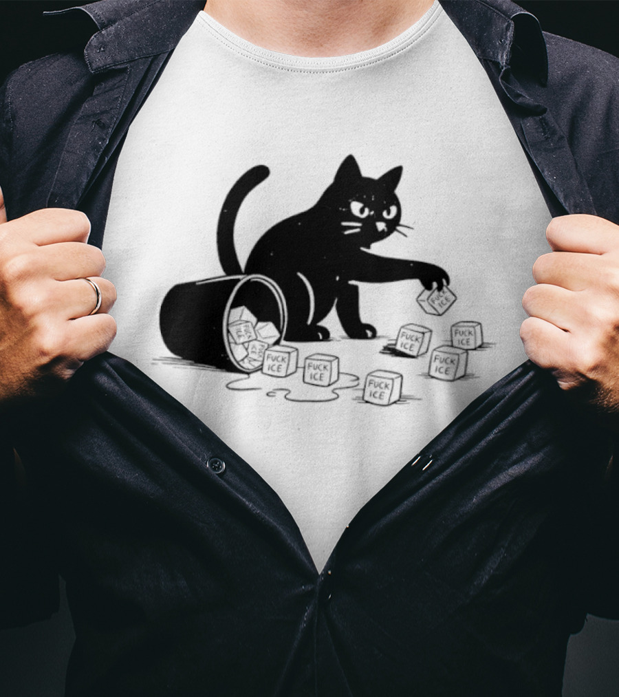 Black Cat Anti Trump Fuck Ice T-Shirt