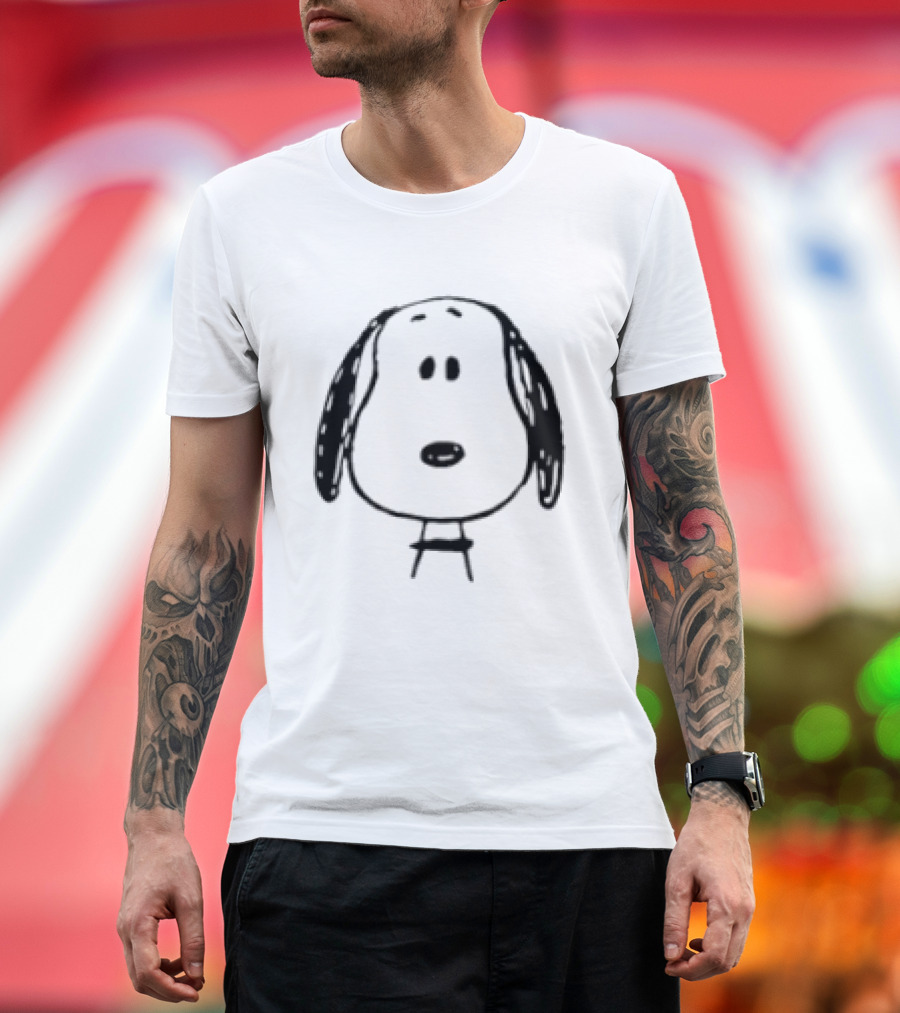 Peanuts Snoopy Face Black And White Cartoon T-Shirt