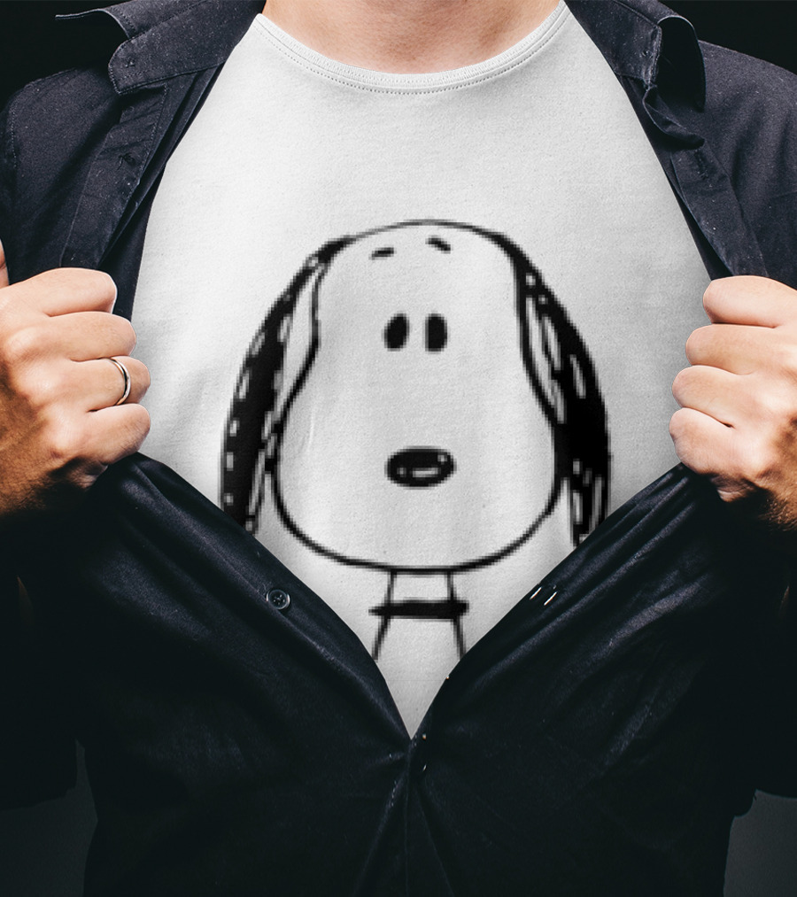 Peanuts Snoopy Face Black And White Cartoon T-Shirt