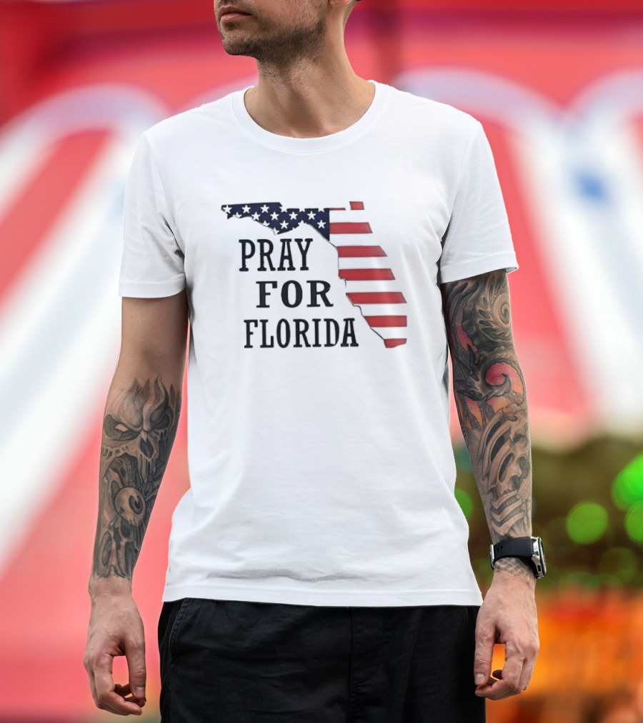 Pray for Florida American Flag Map Stars and Stripes T-Shirt