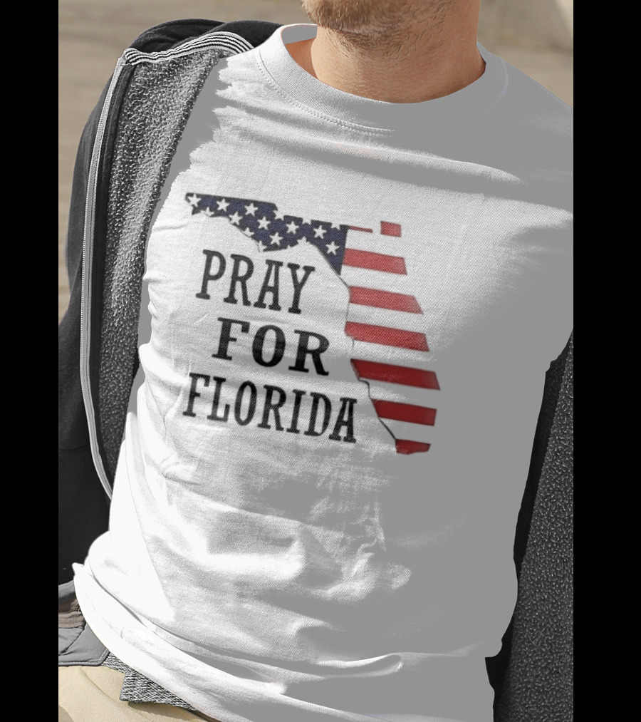 Pray For Florida American Flag Map Stars And Stripes T-Shirt
