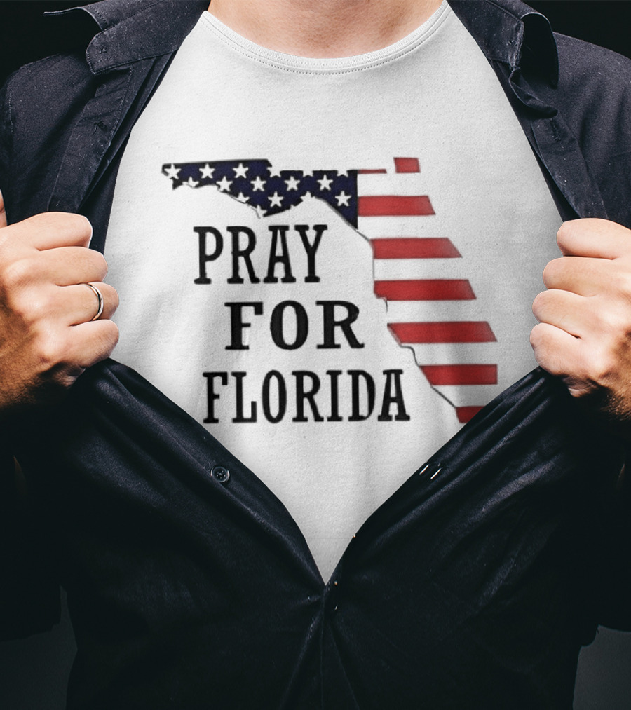 Pray For Florida American Flag Map Stars And Stripes T-Shirt