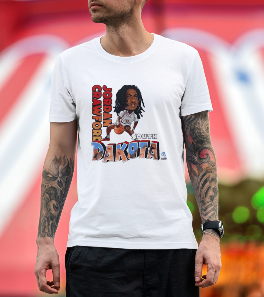 Jordan Crawford South Dakota Basketball Player Cartoon Sports T-Shirt