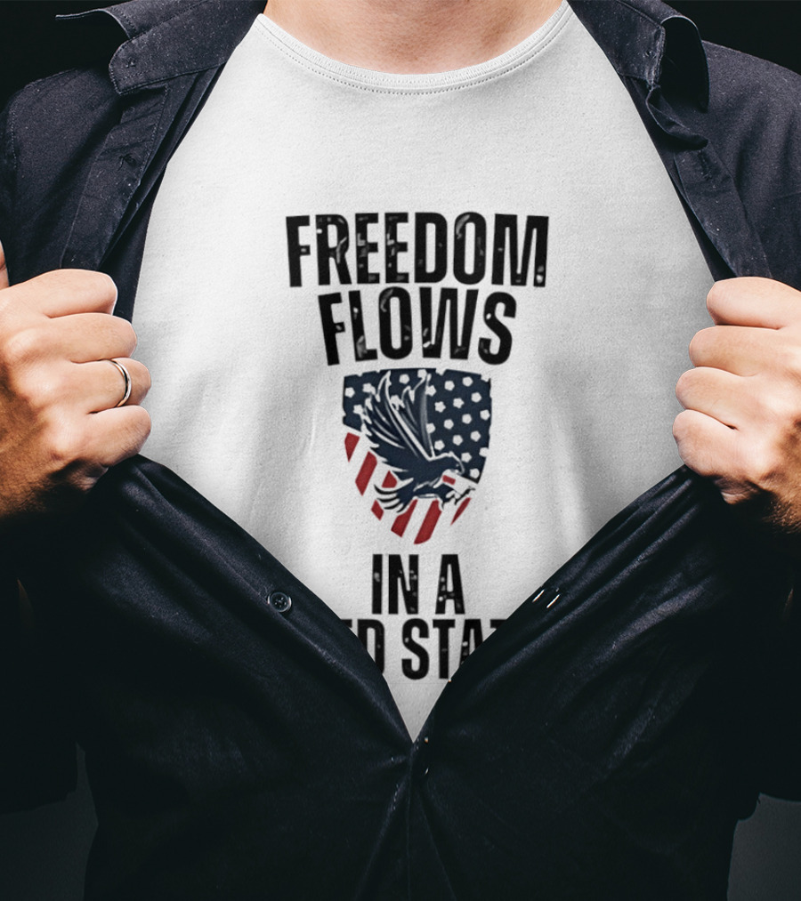 Freedom Flows In A Red State Eagle American Flag T-Shirt