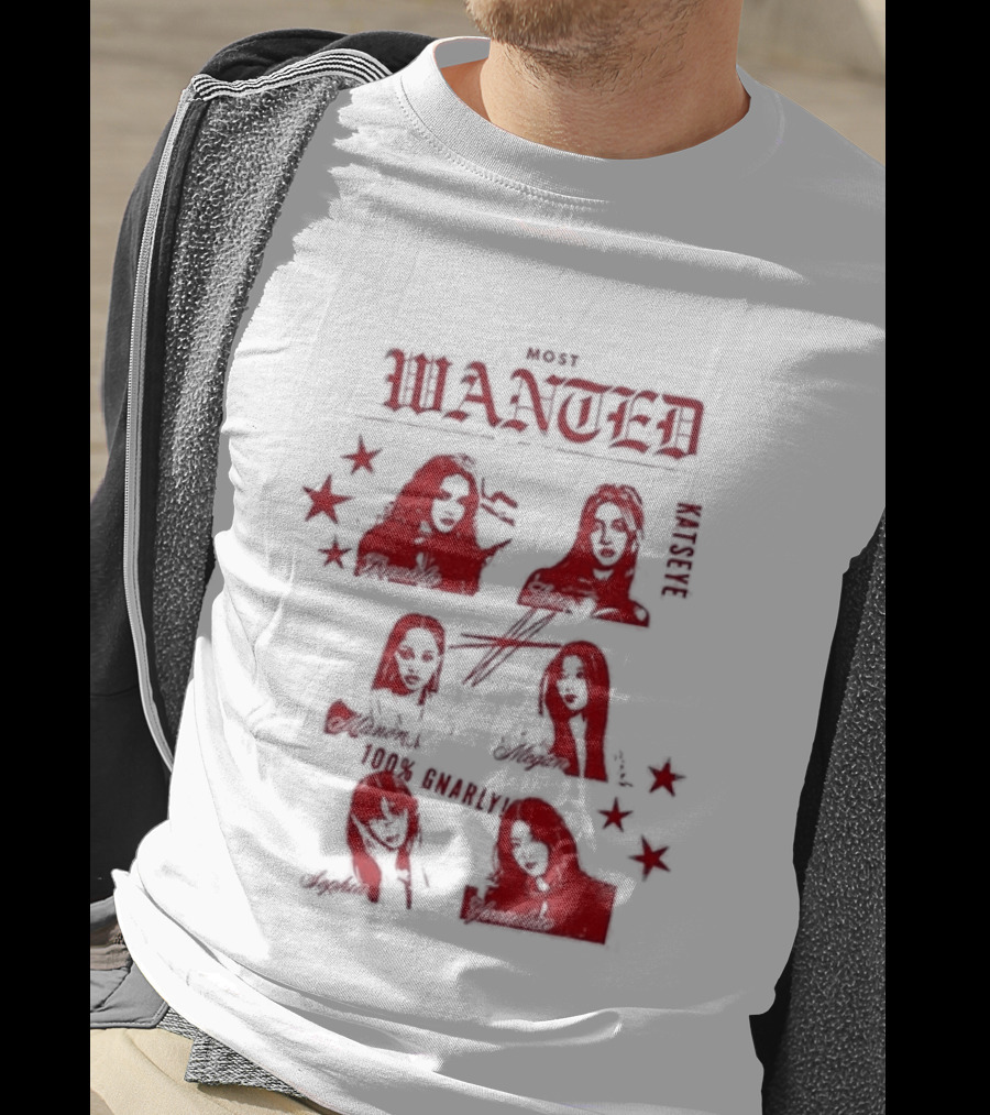 Katseye Most Wanted Red Stars And Figures T-Shirt