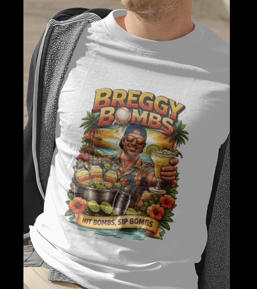 Breggy Bombs Hit Bombs Sip Bombs Tropical Cocktail Vibes T-Shirt