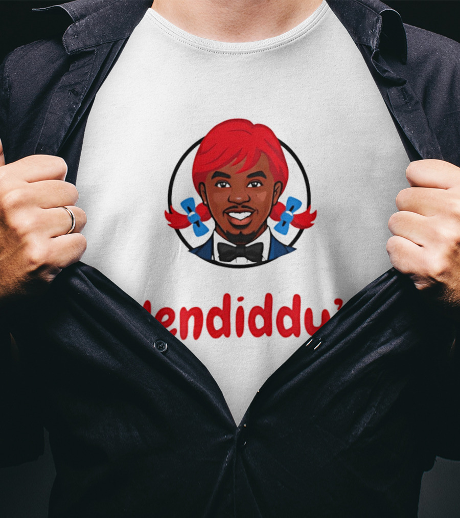 Wendiddy's Red Hair Blue Bow Pigtails T-Shirt