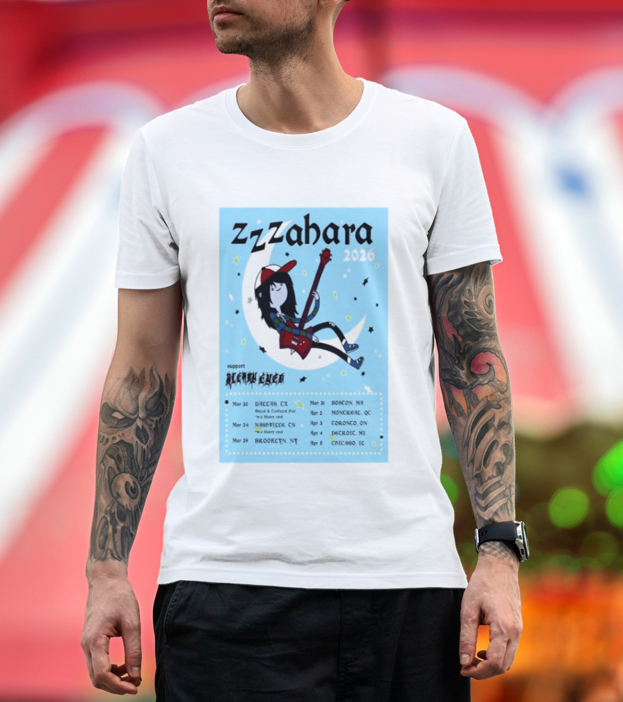 Zzzahara Fall Tour 2026 Dates And Support Act With Cartoon Guitarist T-Shirt