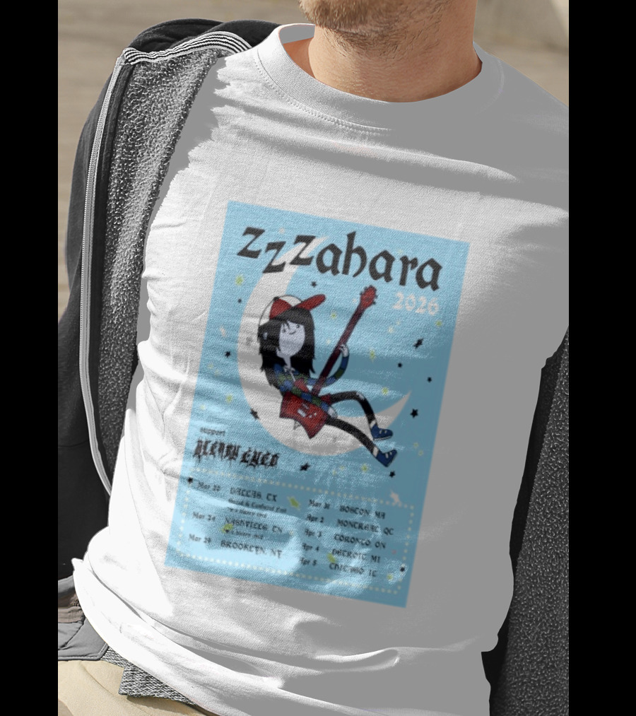 Zzzahara Fall Tour 2026 Dates And Support Act With Cartoon Guitarist T-Shirt