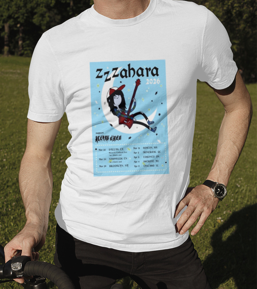 Zzzahara Fall Tour 2026 Dates And Support Act With Cartoon Guitarist T-Shirt