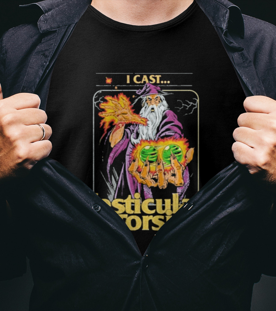 Aidan Wachter I Cast Testicular Torsion Wizard Magic Spell T-Shirt