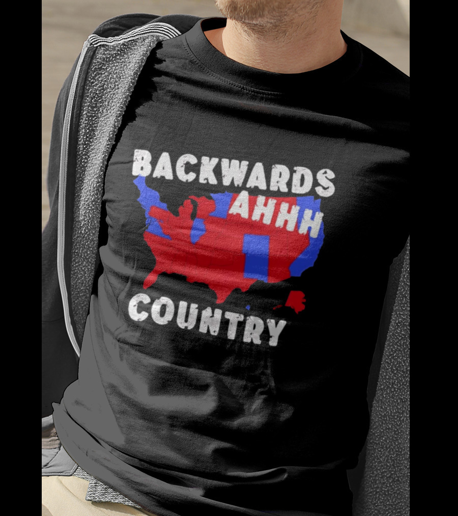 Backwards Ahhh Country State Map USA T-Shirt
