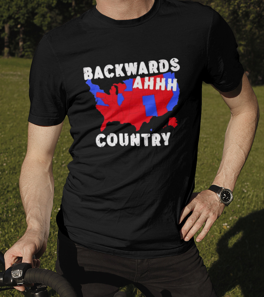 Backwards Ahhh Country State Map USA T-Shirt