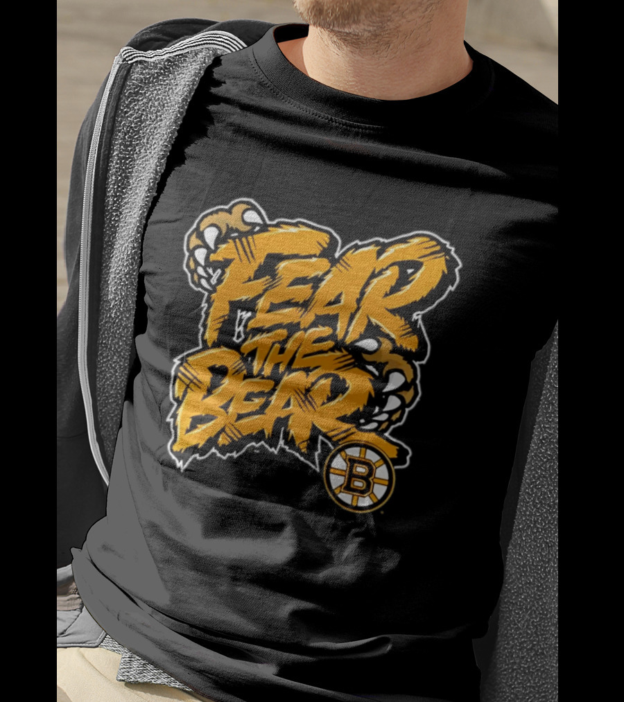 Boston Bruins Fear The Bear Claw Graphic With Team T-Shirt