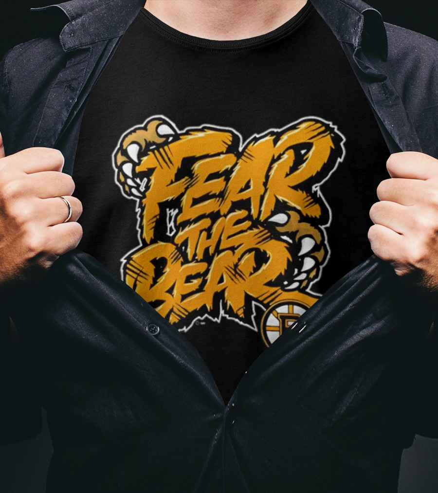 Boston Bruins Fear The Bear Claw Graphic With Team T-Shirt