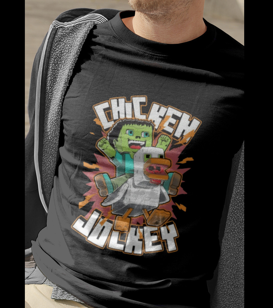 Chicken Jockey Baby Zombie Riding A Chicken Gaming Novelty T-Shirt