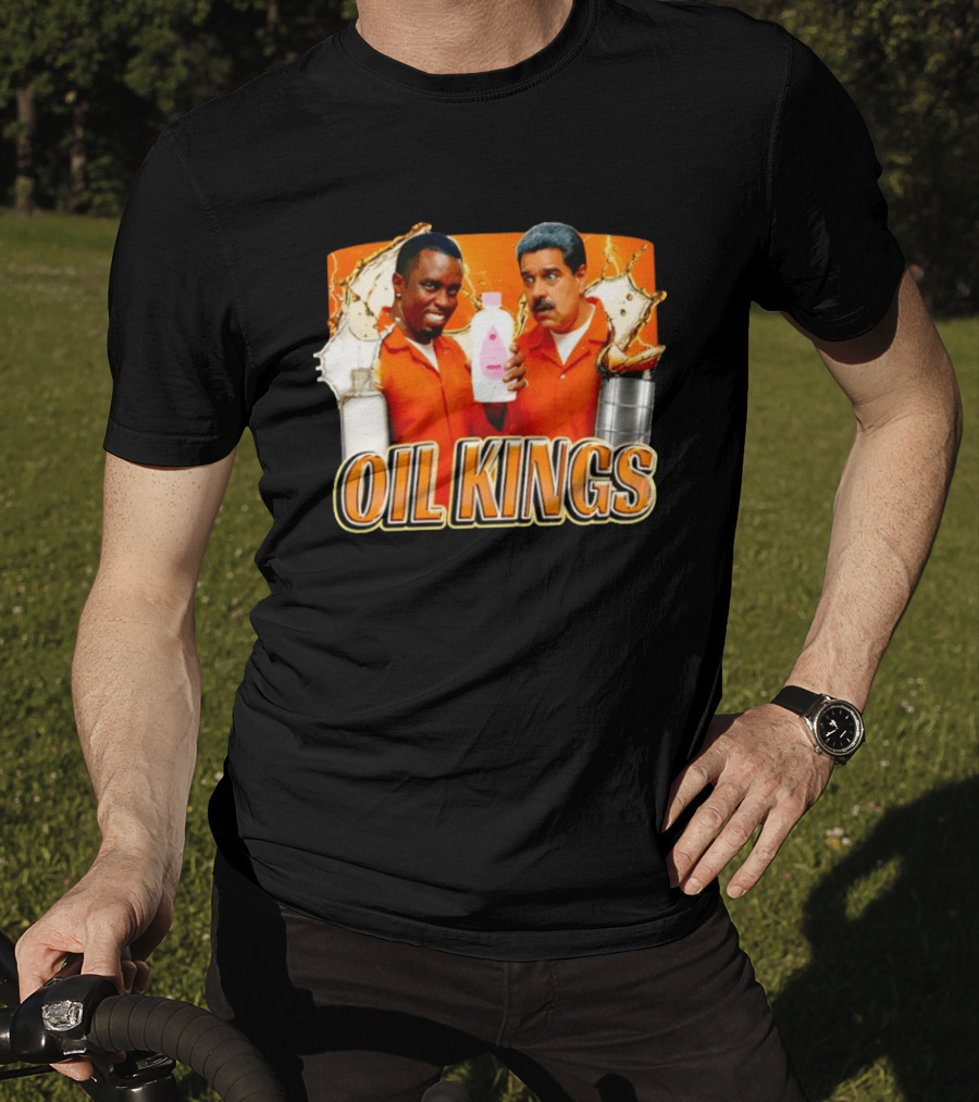OIL KINGS Diddy Vs Nicolas Maduro Orange Bottles Humor T-Shirt