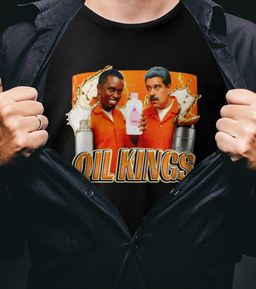 OIL KINGS Diddy Vs Nicolas Maduro Orange Bottles Humor T-Shirt