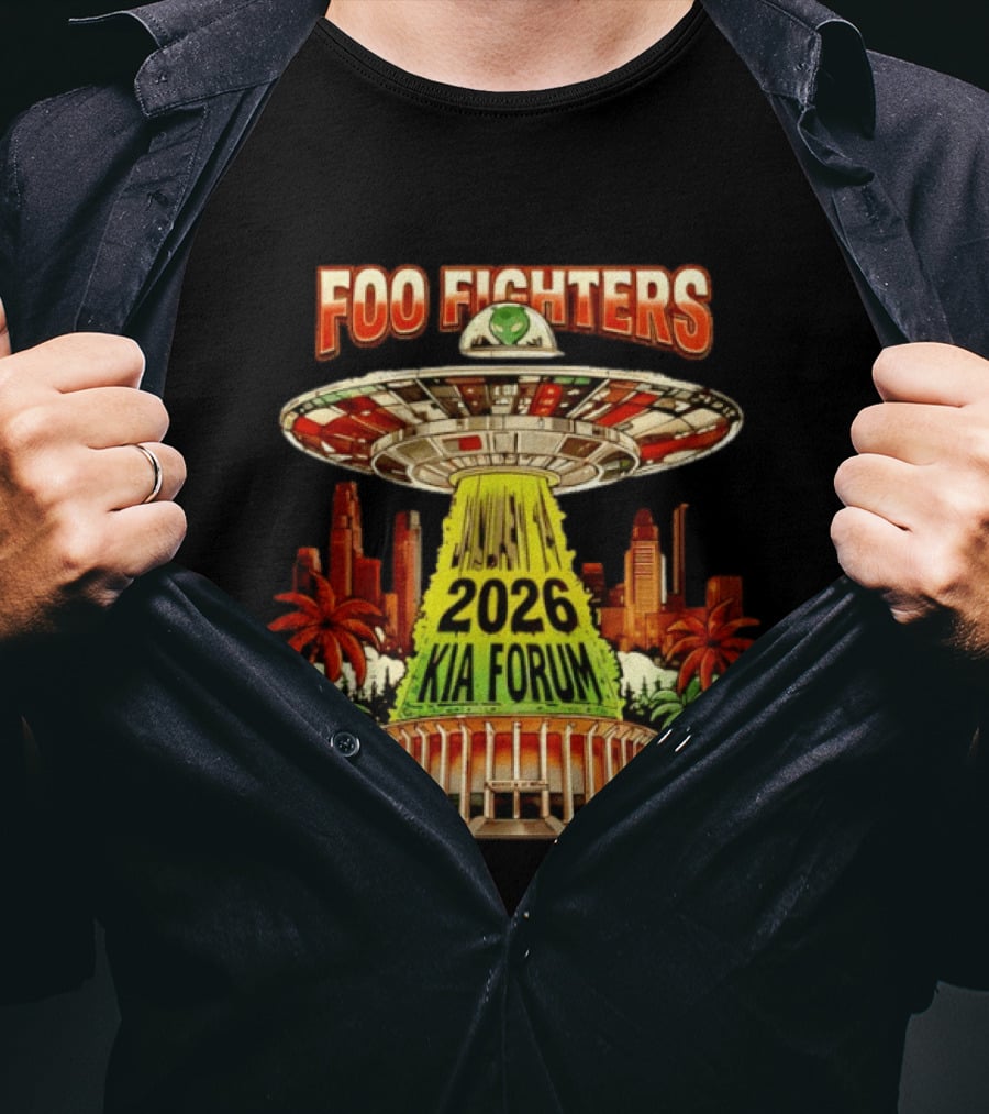Foo Fighters 2026 Kia Forum Los Angeles UFO Skyline Palms T-Shirt