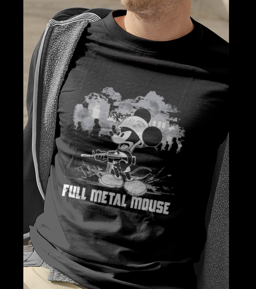 Full Metal Mouse Military Cartoon Character In Action T-Shirt