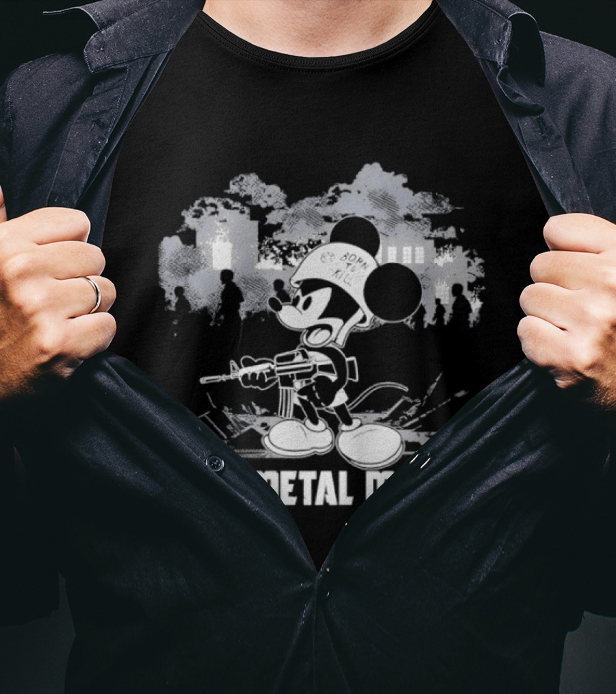 Full Metal Mouse Military Cartoon Character In Action T-Shirt