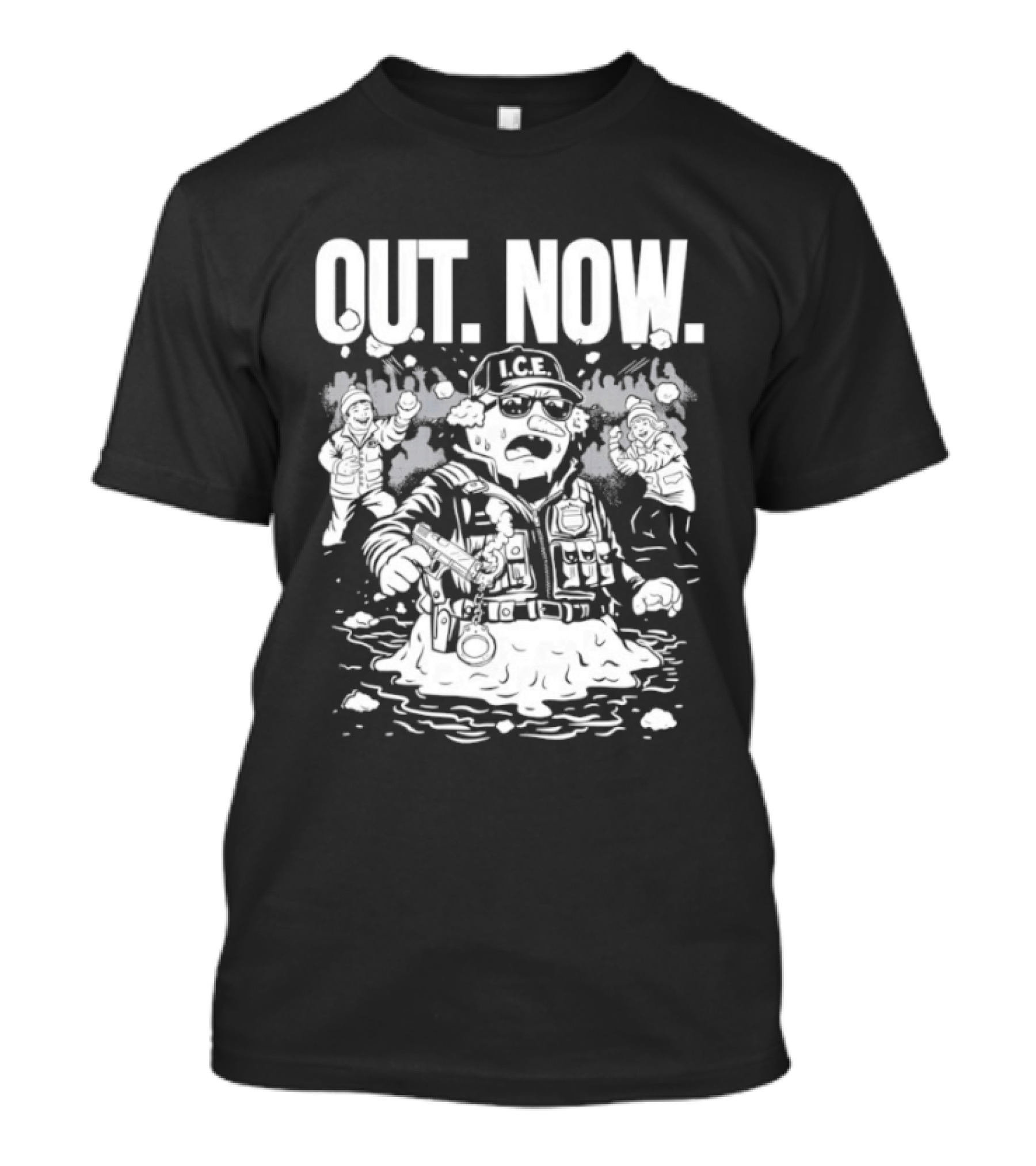 OUT NOW I.C.E. Flooded Streets Political Commentary T-Shirt
