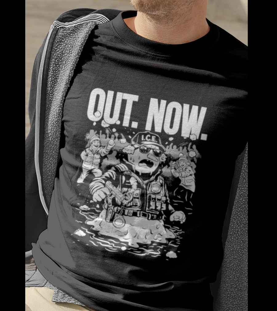 OUT NOW I.C.E. Flooded Streets Political Commentary T-Shirt