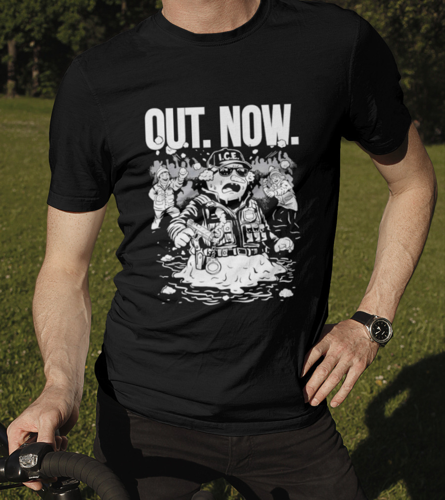 OUT NOW I.C.E. Flooded Streets Political Commentary T-Shirt