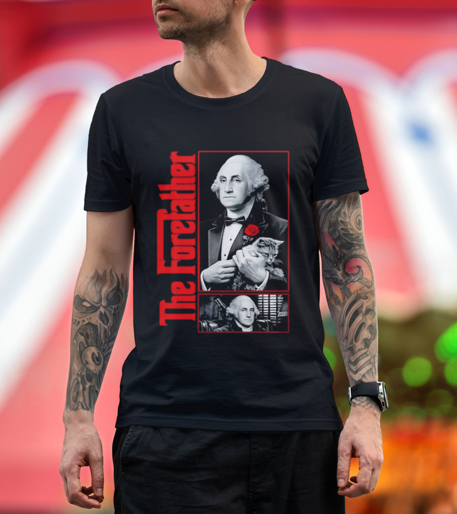 Patriotic George Washington Forefather The American Godfather Cat T-Shirt
