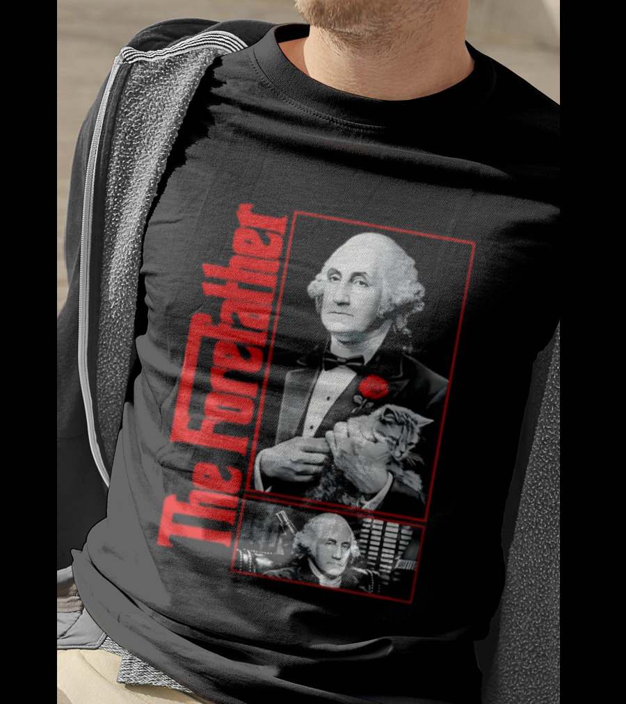 Patriotic George Washington Forefather The American Godfather Cat T-Shirt