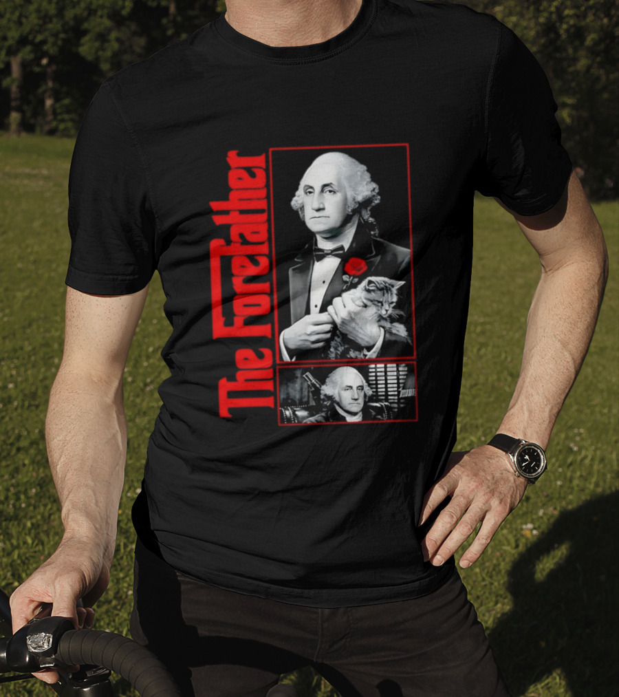 Patriotic George Washington Forefather The American Godfather Cat T-Shirt