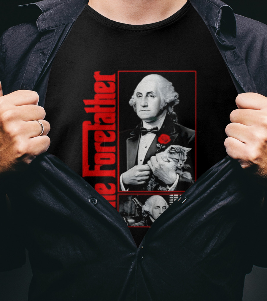 Patriotic George Washington Forefather The American Godfather Cat T-Shirt