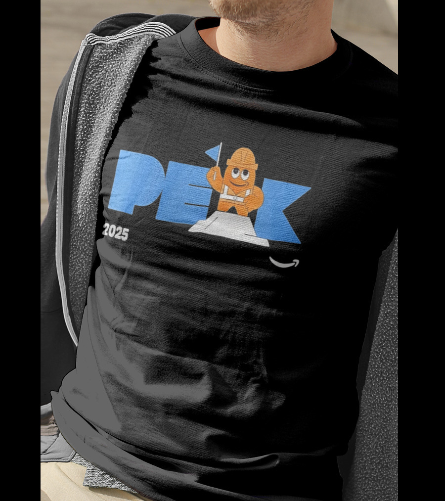 Peak 2025 Construction Character Holding Flag T-Shirt