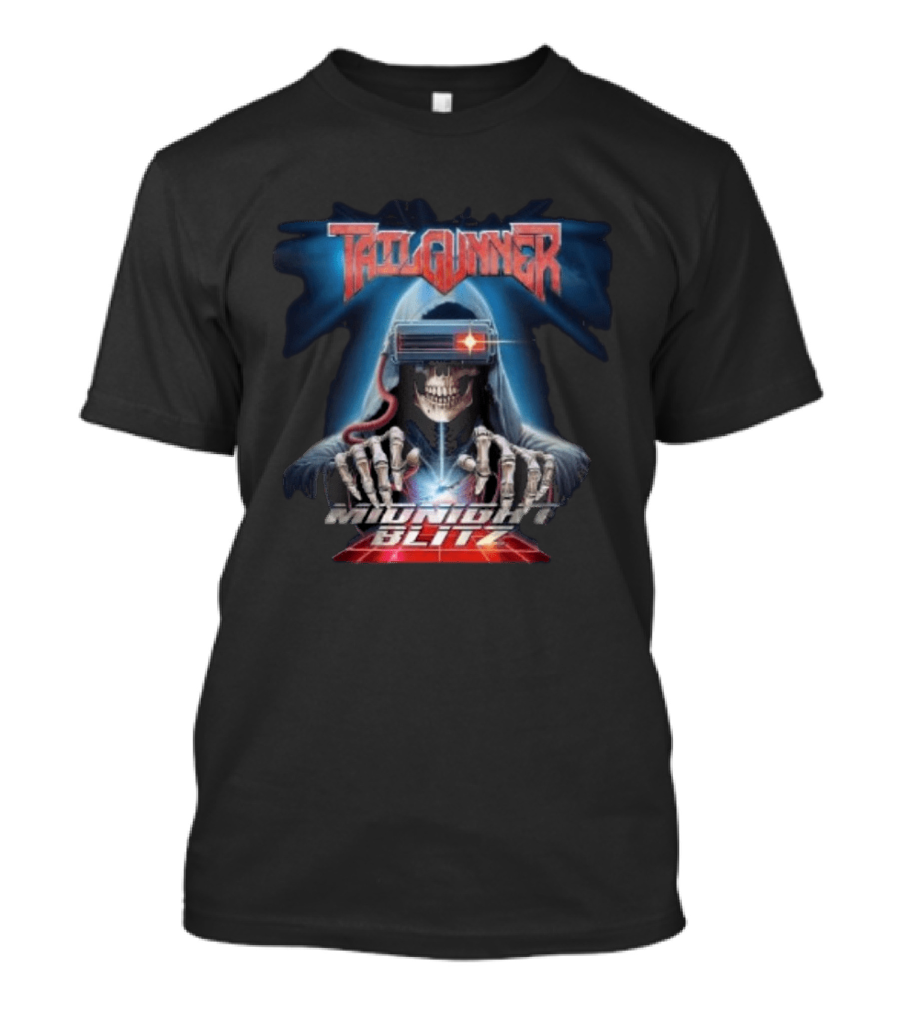 Tailgunner Midnight Blitz Cyber Skeleton Hooded Skull T-Shirt