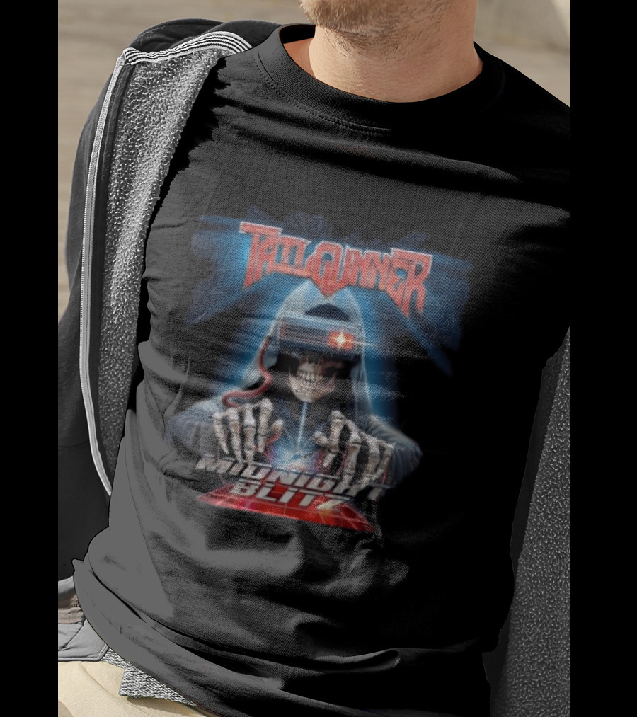 Tailgunner Midnight Blitz Cyber Skeleton Hooded Skull T-Shirt