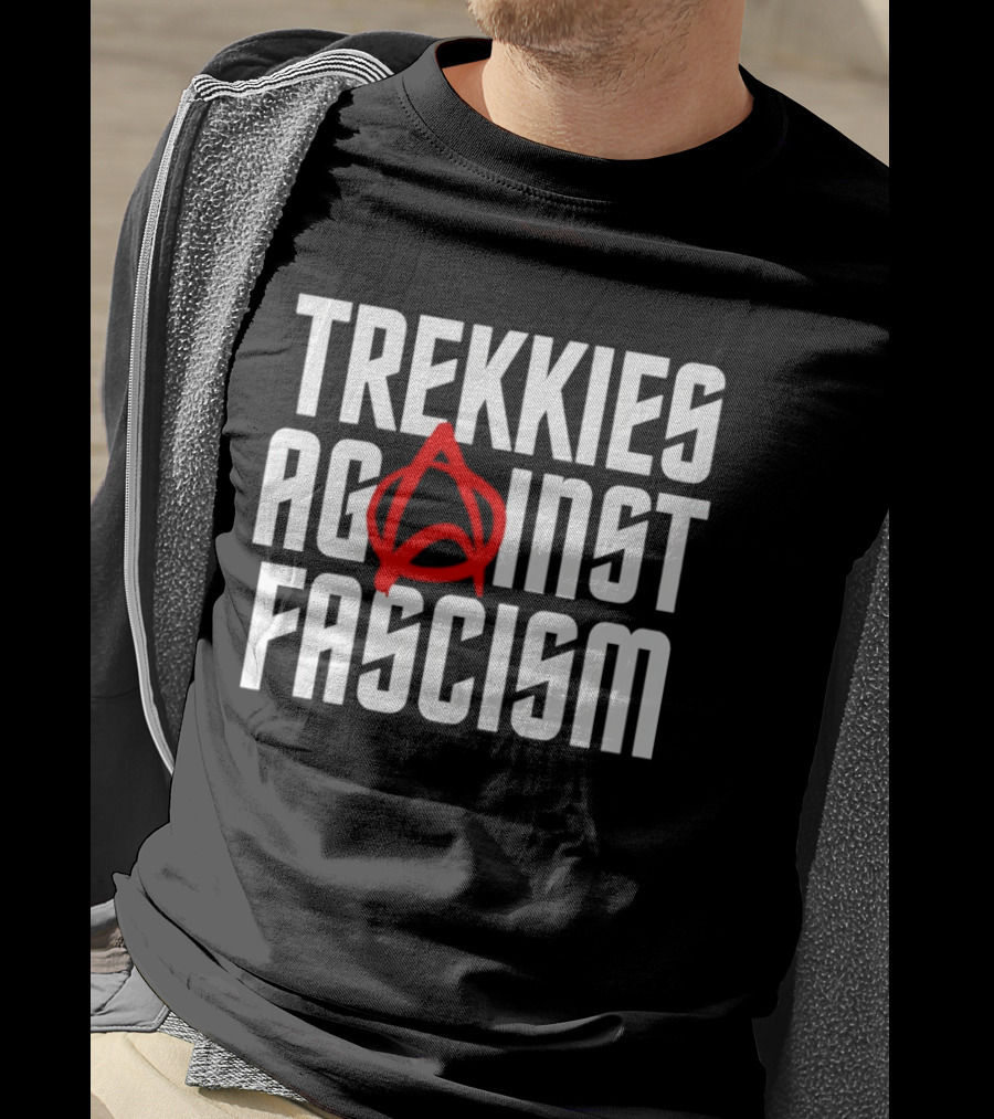 TREKKIES AGAINST FASCISM Anarchy Symbol Resistance T-Shirt