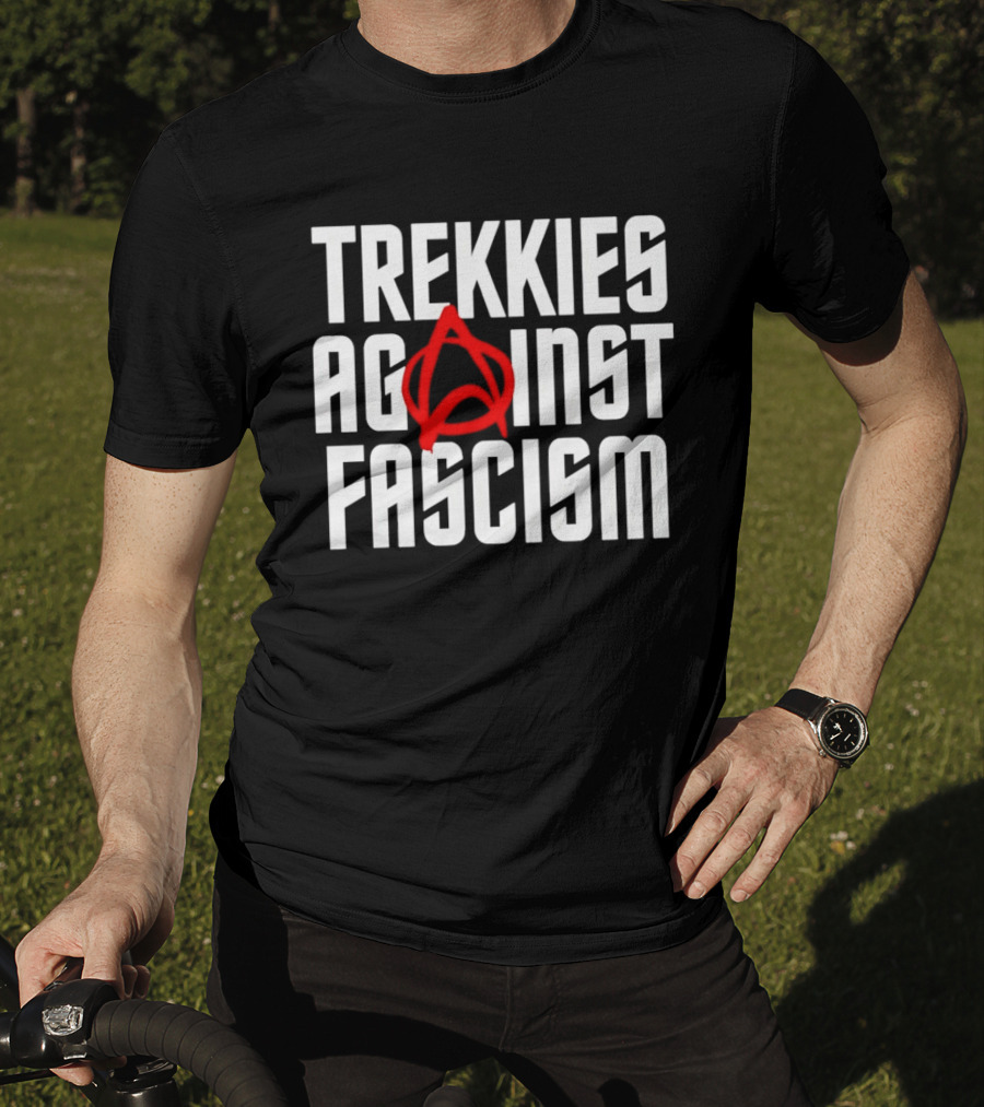 TREKKIES AGAINST FASCISM Anarchy Symbol Resistance T-Shirt