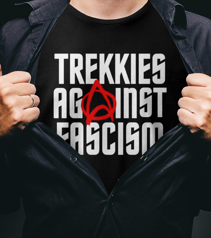 TREKKIES AGAINST FASCISM Anarchy Symbol Resistance T-Shirt
