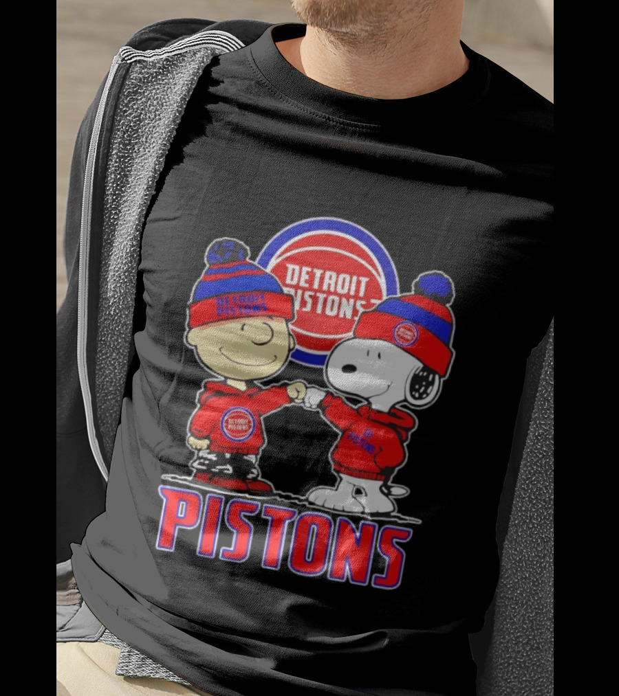 Detroit Pistons Charlie Brown Snoopy Collaboration T-Shirt