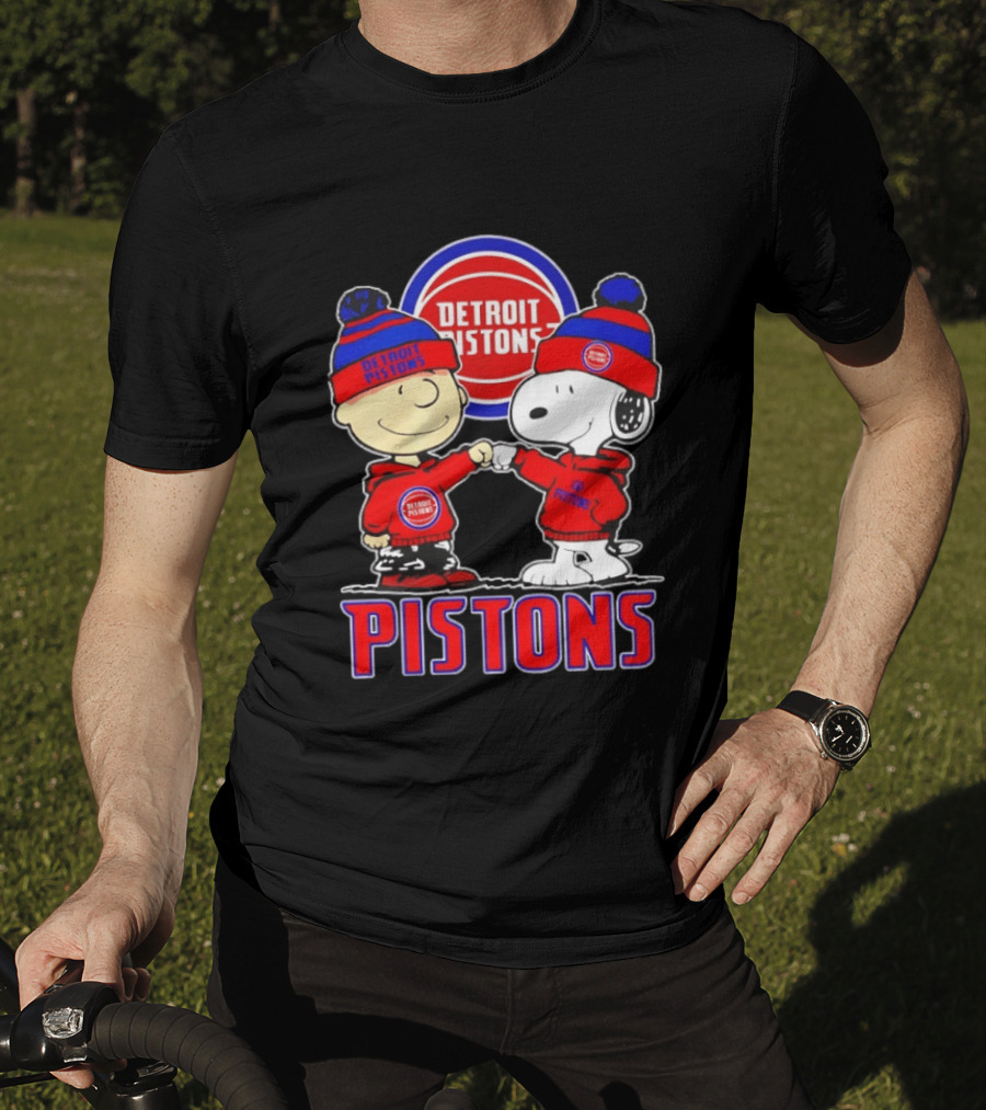 Detroit Pistons Charlie Brown Snoopy Collaboration T-Shirt