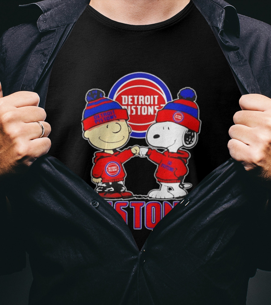 Detroit Pistons Charlie Brown Snoopy Collaboration T-Shirt