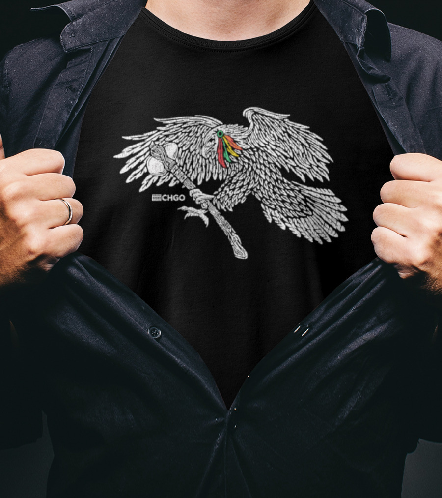 CHGO Chicago Tomahawk Feathered Headdress Native American T-Shirt