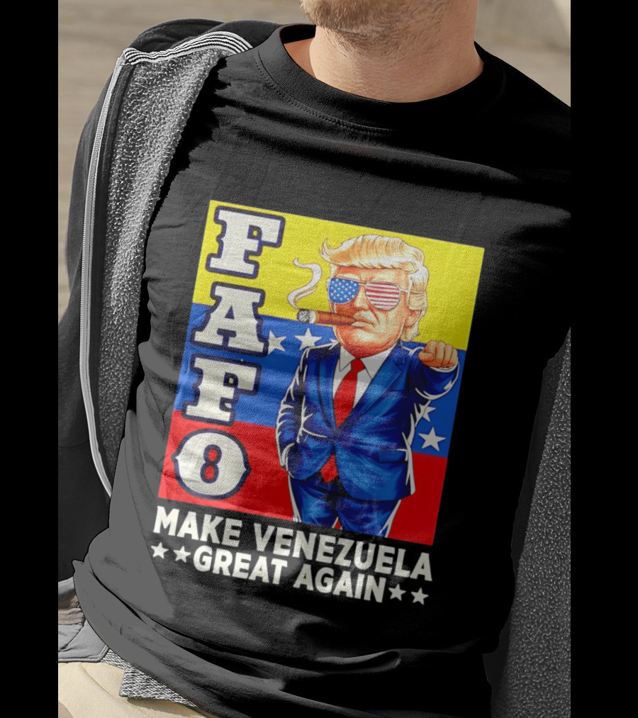 FAFO Trump Make Venezuela Great Again Patriotic Cartoon T-Shirt