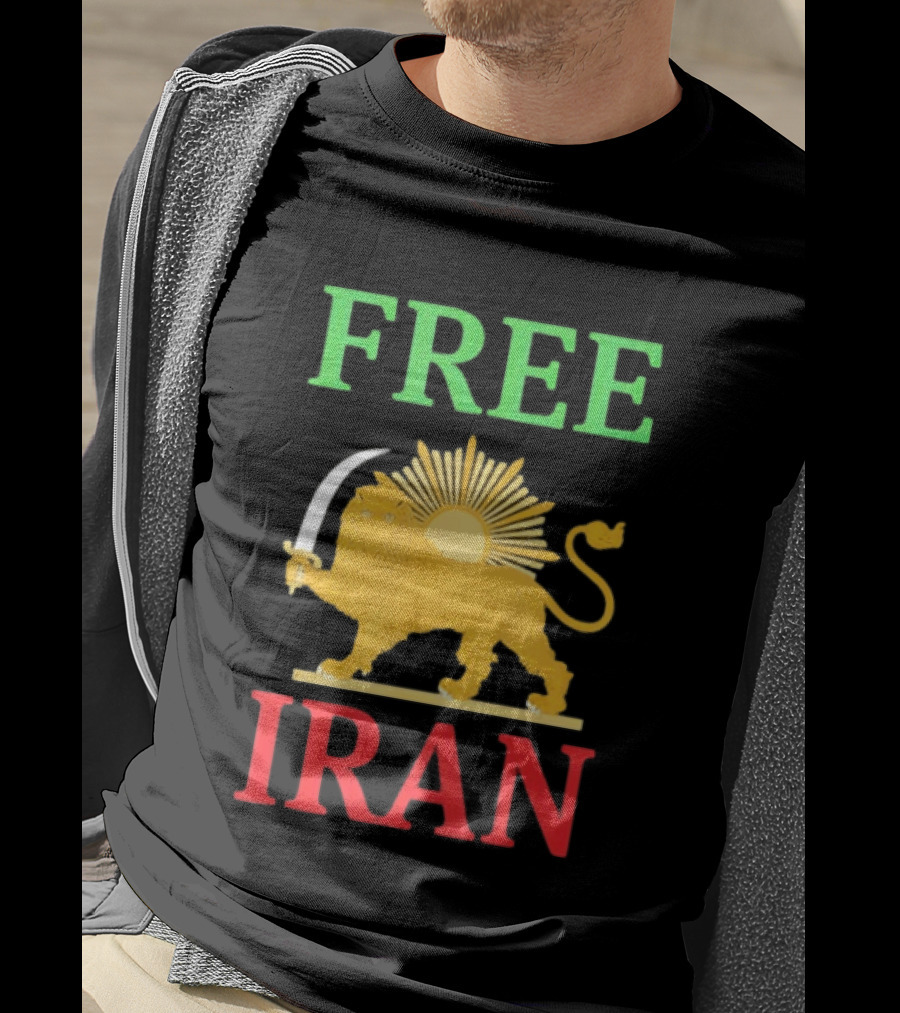 Free Iran Lion And Sun Emblem Freedom Movement T-Shirt