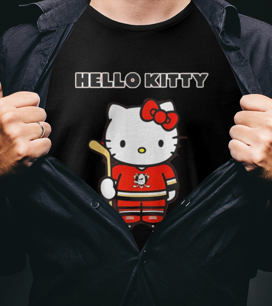 Hello Kitty Anaheim Ducks Collaboration Hockey T-Shirt